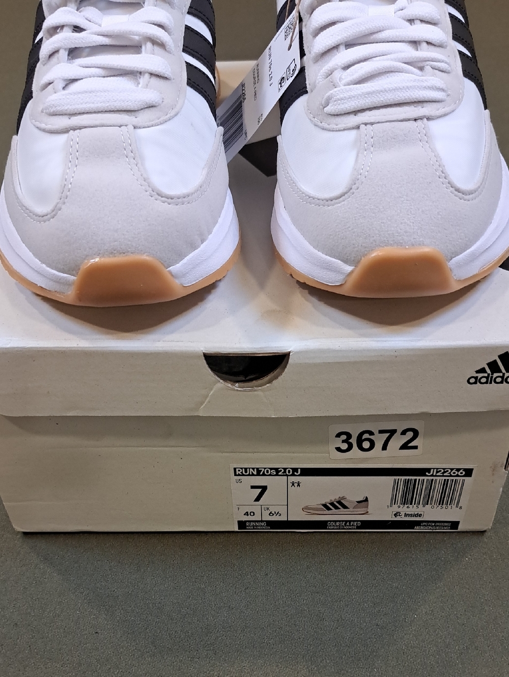 Adidas Run 70s 2.0 Shoes - Color: White/Black/Grey - Size: Kids 7 - Picture 3 of 10